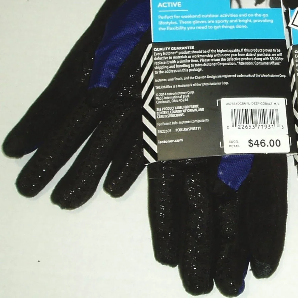 Deep Colbalt Black M/L 2 pr Isotoner Gloves Womens - Picture 6 of 10